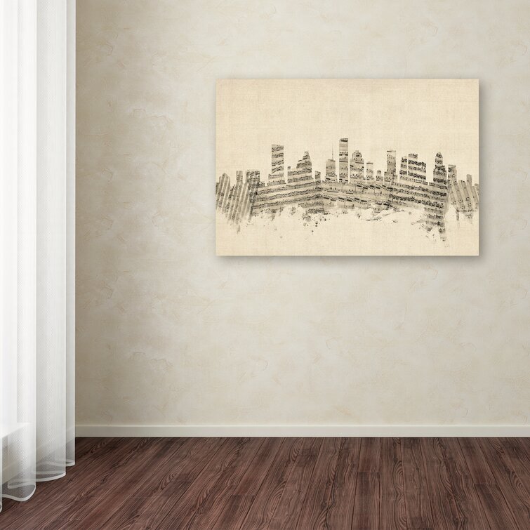 Kelly Clarkson Home Houston Texas Skyline Sheet Music On Canvas by